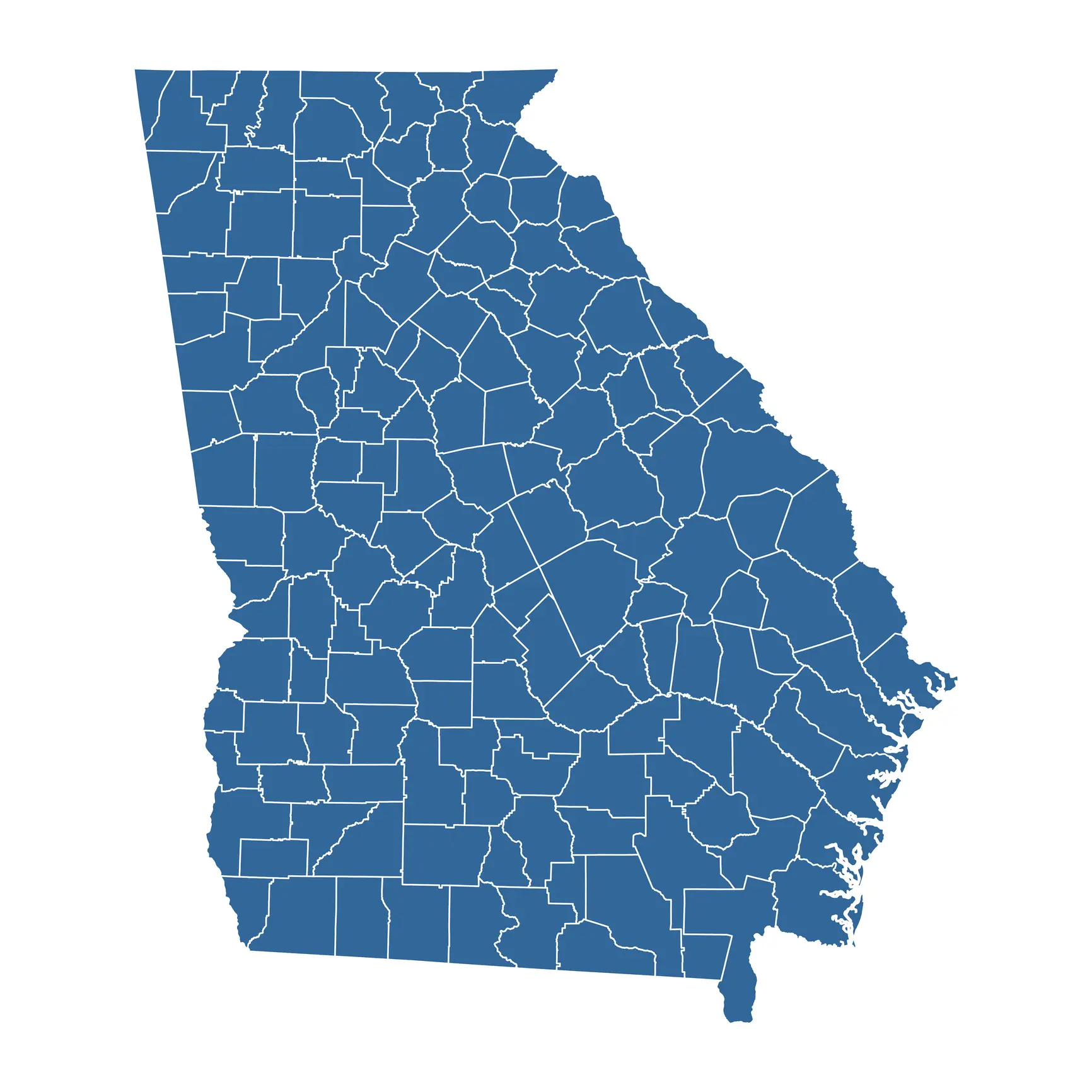 Blue map of Georgia's counties
