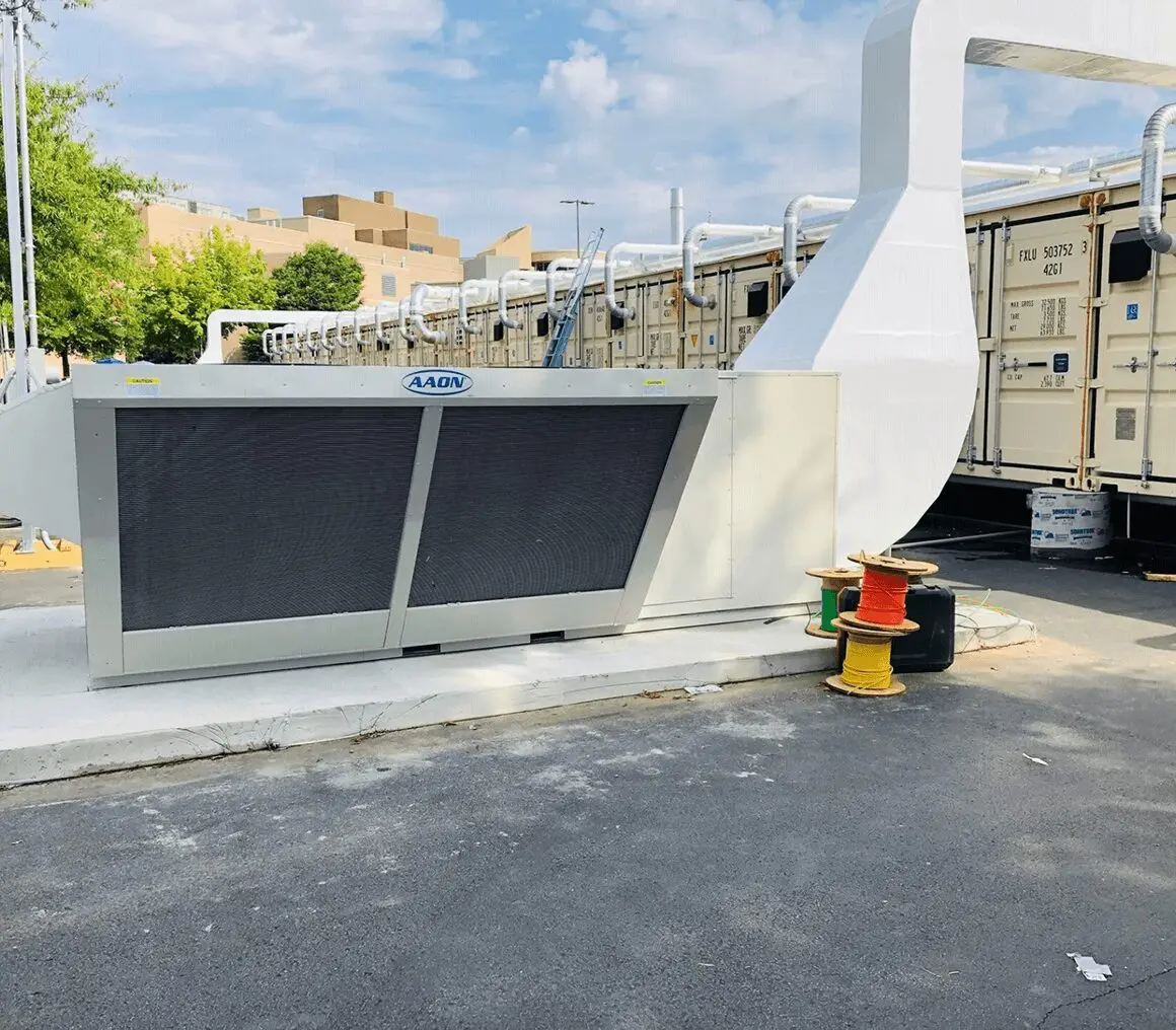Outdoor industrial HVAC unit installation
