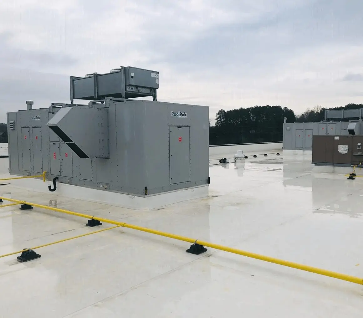 HVAC equipment on building roof