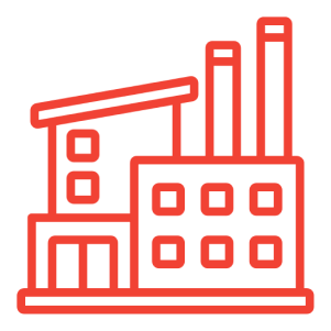 Factory icon in red outline