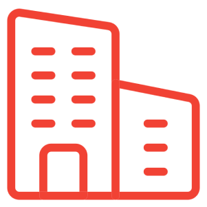 Minimalist red building icon design