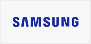 Samsung logo in blue text