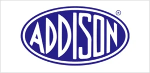 ADDISON logo in blue oval design