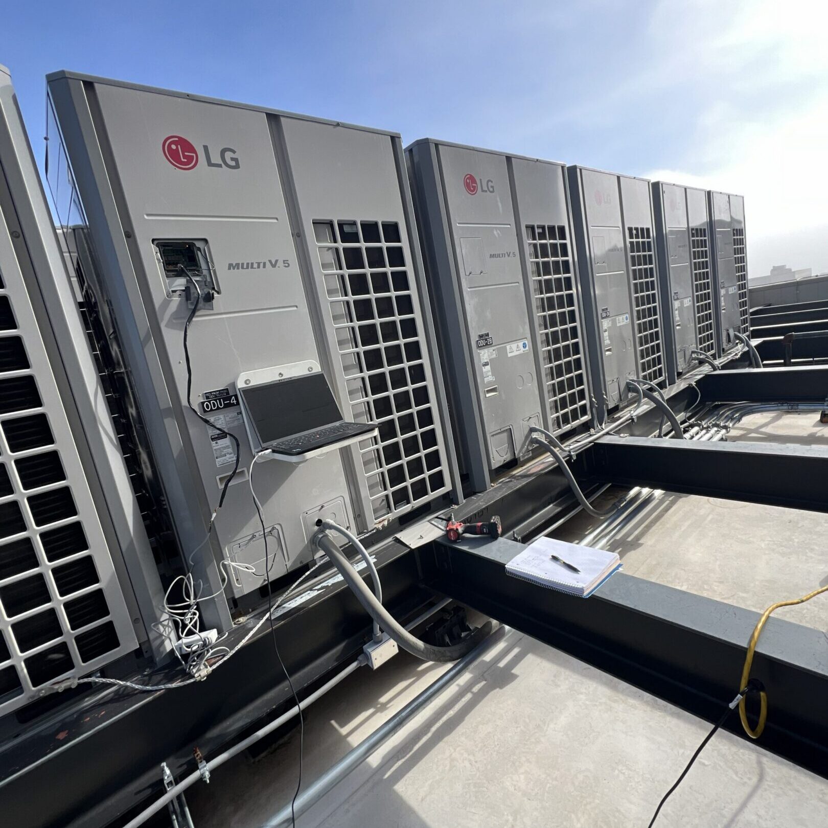 Row of LG rooftop air conditioning units